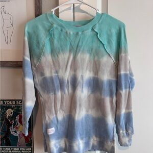 Simply Southern Blue and Green Tie-Dye Waffle Long Sleeve